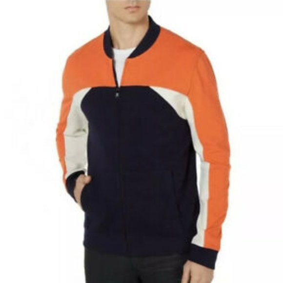 Alfani men's S "ginger wrap" pocketed 1/4 zip cotton knit sporty workout jacket - Picture 1 of 5